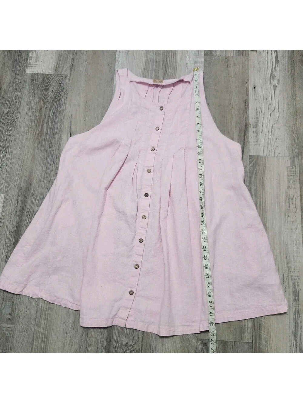 Free est Free People Linen Dress Pink Button Down Swing With Pockets